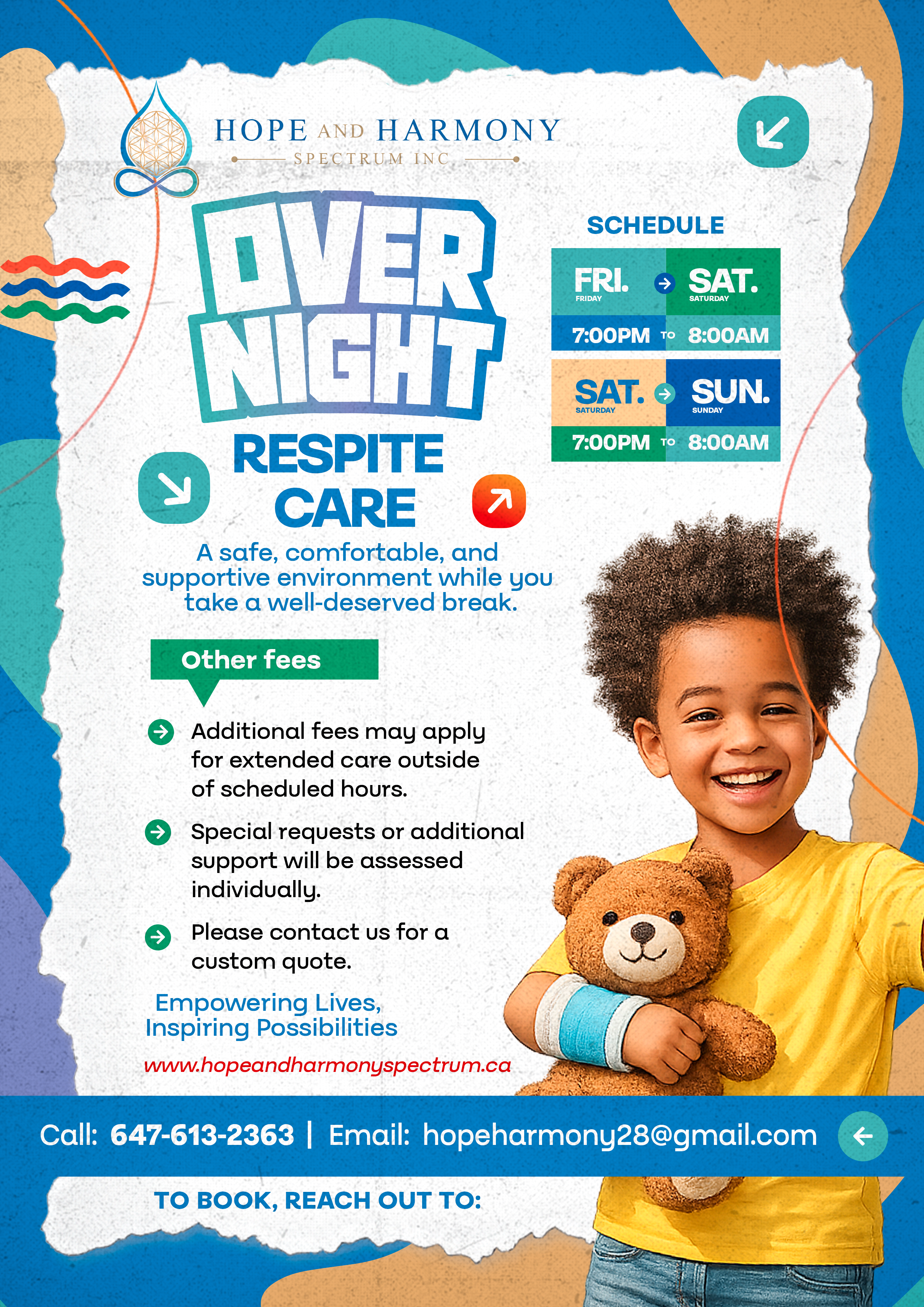 Hope and Harmony Spectrum Inc. Overnight Respite Care poster